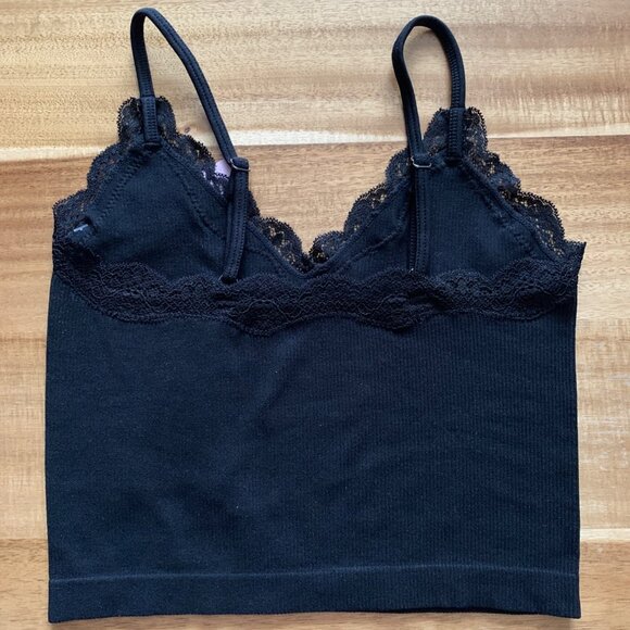 Wild Fable Junior Black Lace Trim Seamless Ribbed Bralette Adjustable Straps XS - Picture 6 of 8